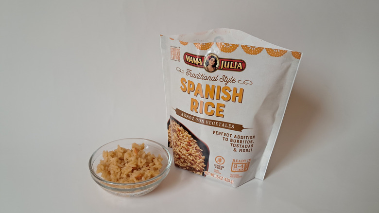 Sachet and bowl of rice