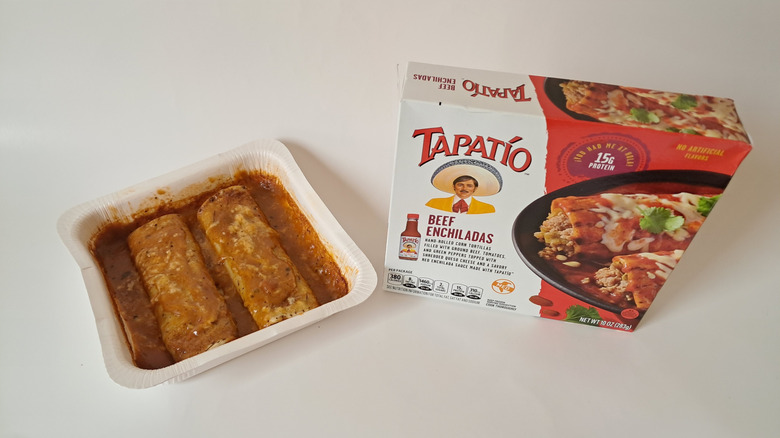 tray with two enchiladas