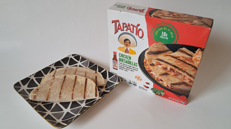 Two quesadillas on plate