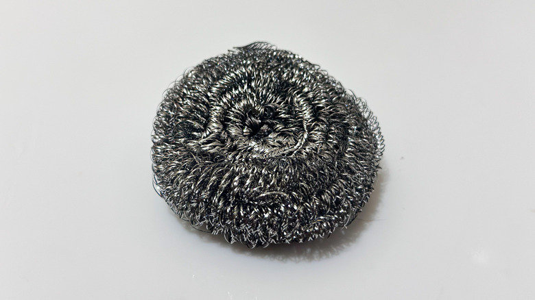 Steel wool on white background
