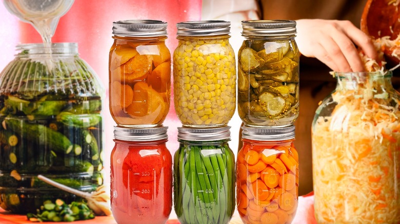 canned vegetables in jars