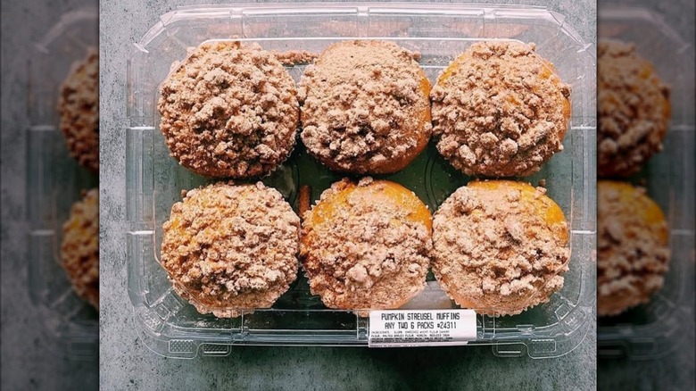 Overhead shot of pumpkin streusel muffins