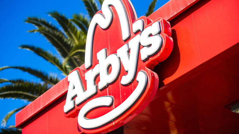 A red and white Arby's sign