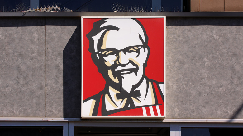 Close up of KFC sign on building