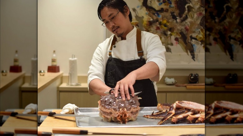 Chef Otto Phan preparing food at Kyoten in Chicago