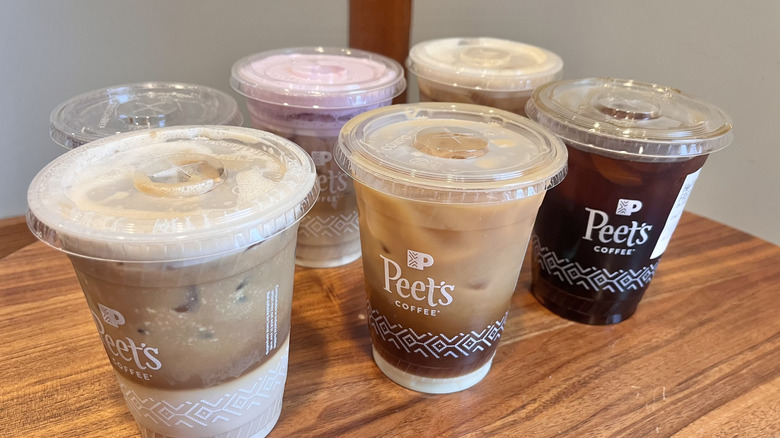 Iced coffee drinks on a table
