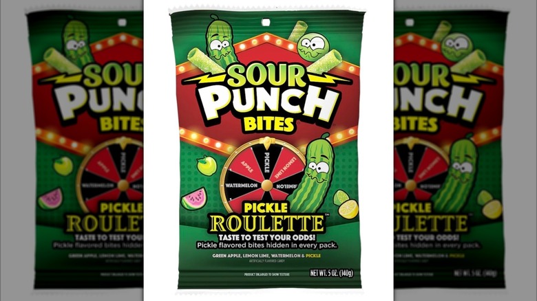 Bag of Sour Punch Bites Pickle Roulette sour candies