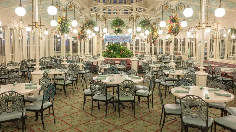 interior of the Crystal Palace restaurant at Walt Disney World