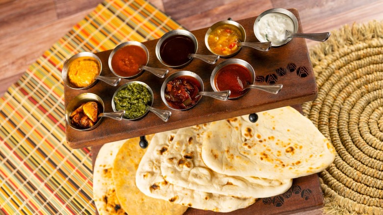 bread platter and sauce from Sanaa in Animal Kingdom Lodge