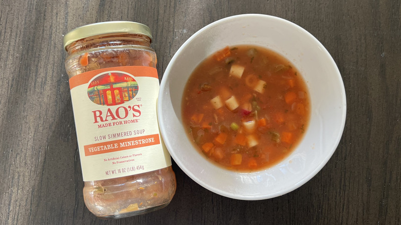 Rao's vegetable minestrone soup in a bowl.