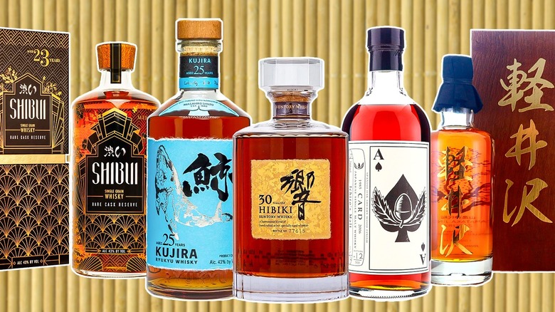 Variety of Japanese whisky bottles