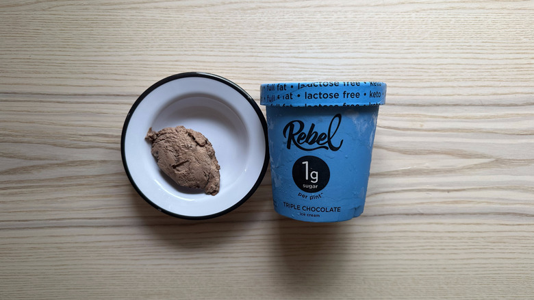 Rebel Triple Chocolate ice cream in white bowl
