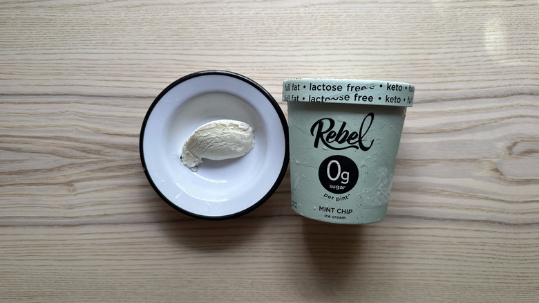 Rebel Mint Chip ice cream in white bowl
