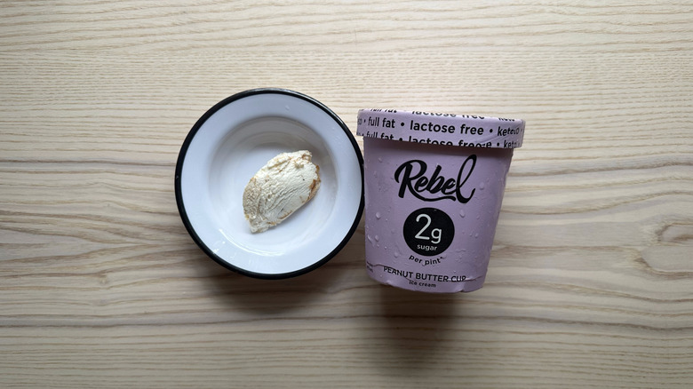 Rebel Peanut Butter Cup ice cream in white bowl