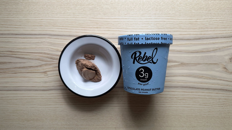 Rebel Chocolate Peanut Butter ice cream in white bowl