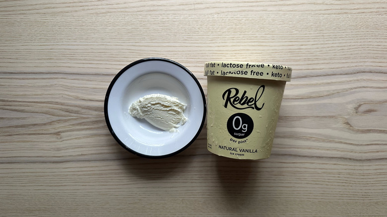 Rebel Natural Vanilla ice cream in white bowl