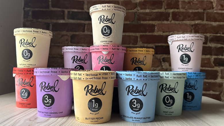 Rebel ice cream pints on wooden table