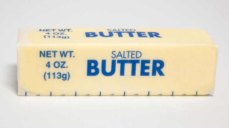 Close-up of stick of salted butter