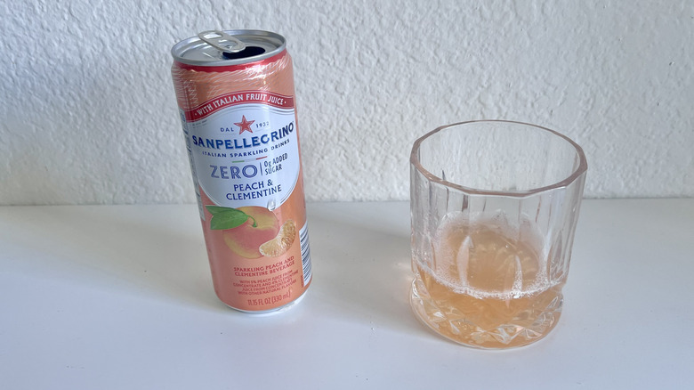 Open can of Peach and Clementine Zero Sugar Sparkling Drink