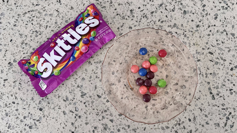 Wild Berry Skittles on a plate