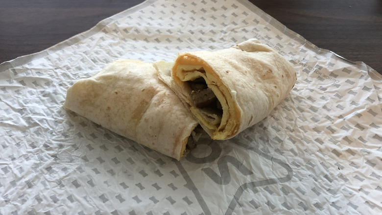 Sonic sausage breakfast burrito on wrapper