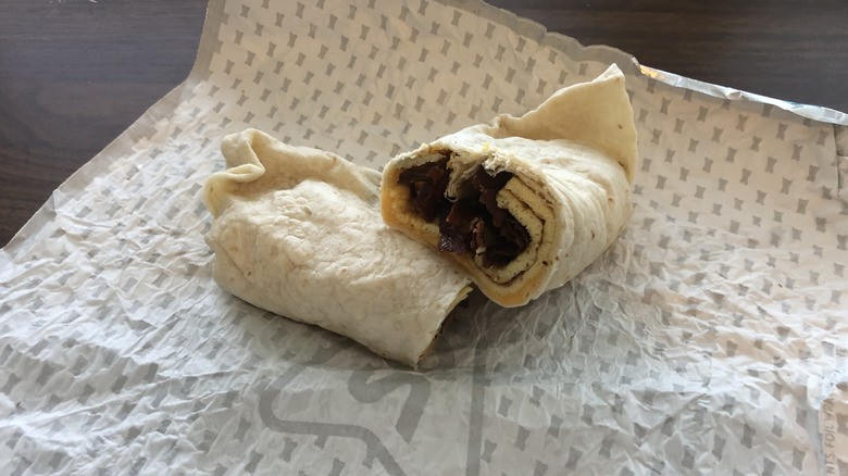 Sonic bacon breakfast burrito on wrapper