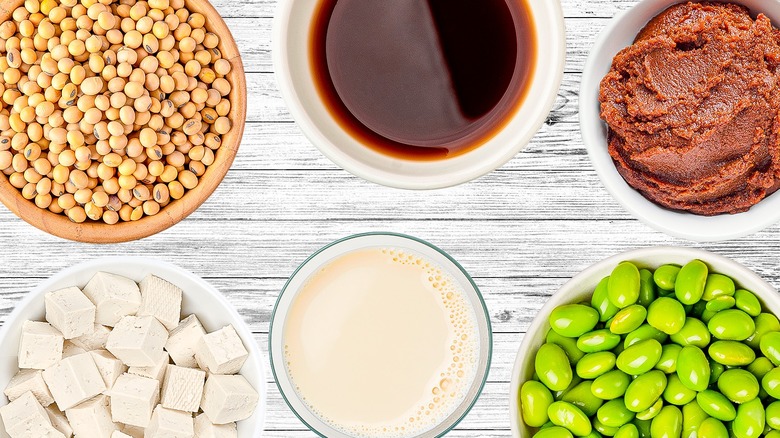 Soy products in bowls