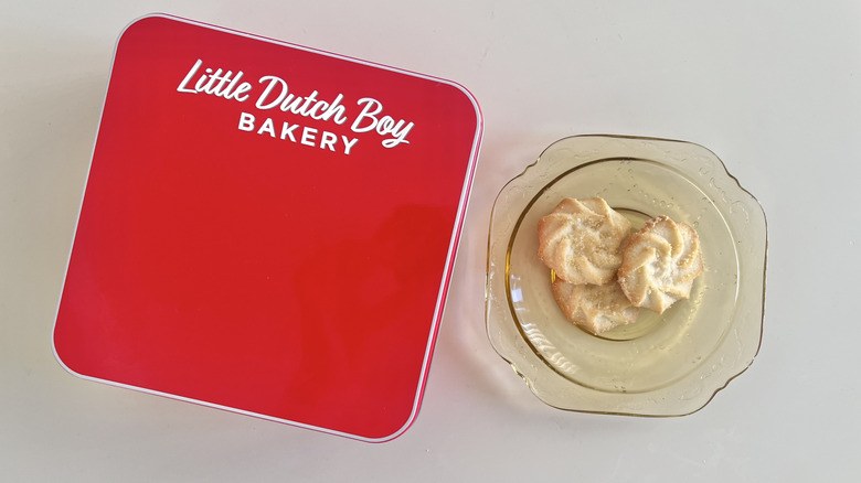 Three Little Dutch Boy Bakery cookies on a plate