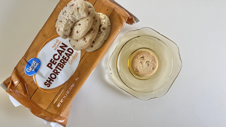Great Value Pecan Shortbread Cookie on a plate