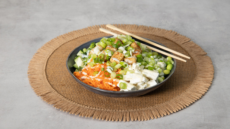 Bowl with creamy white sauce