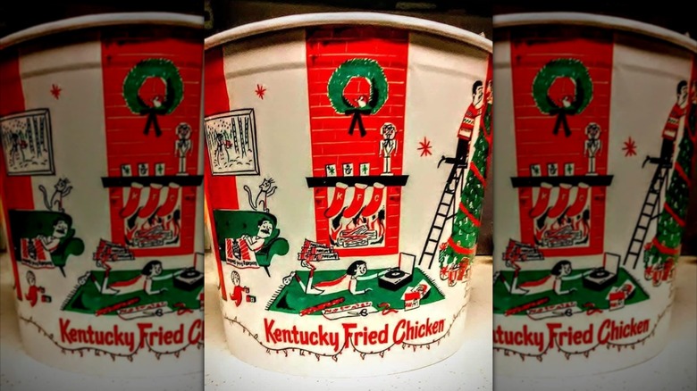 Mirrored image of a KFC holiday bucket from 1965