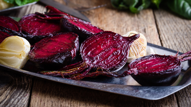 Plate of roasted beets 