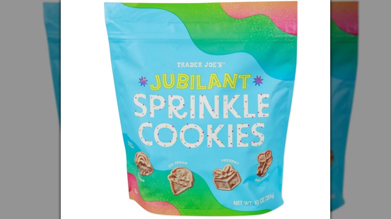 A bag of Jubilant Sprinkle Cookies on a white background
