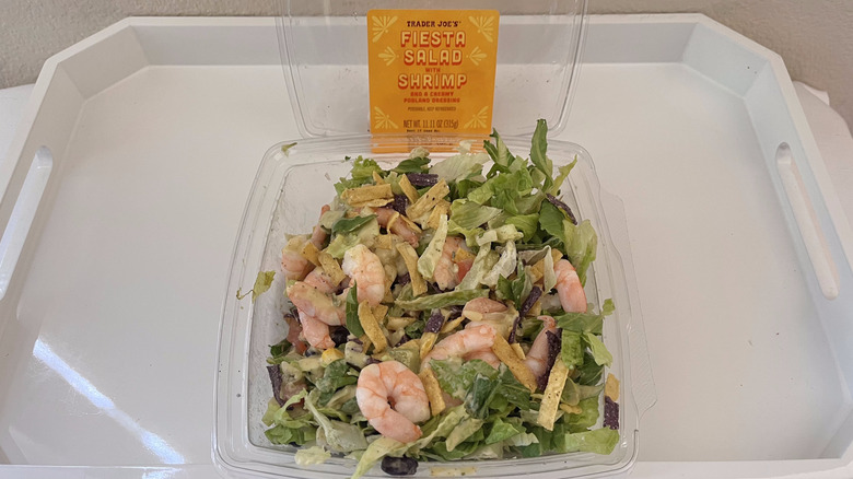 Trader Joe's Fiesta Salad with shrimp in a plastic container