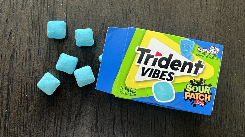 Trident Vibes Sour Patch Kids Blue Raspberry gum chiclets.