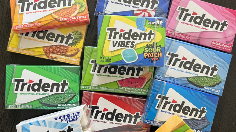 12 different packs of Trident gum.