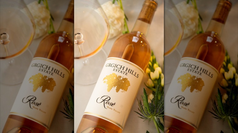 bottle of rose wine