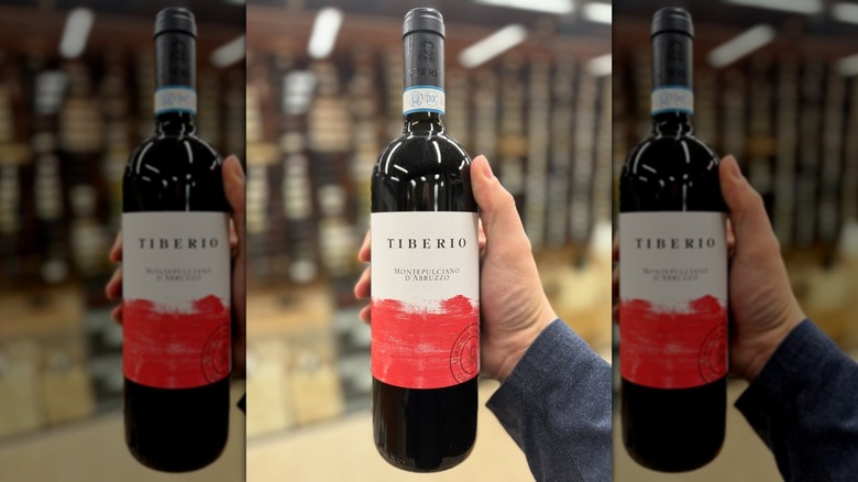 bottle of dark rose wine