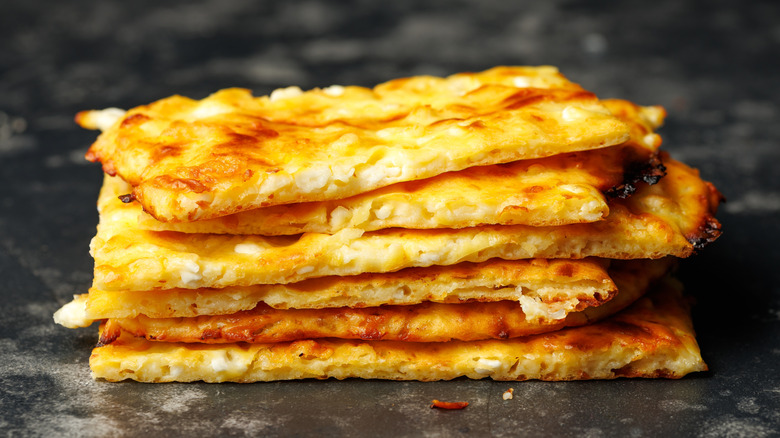 A stack of cottage cheese flatbreads