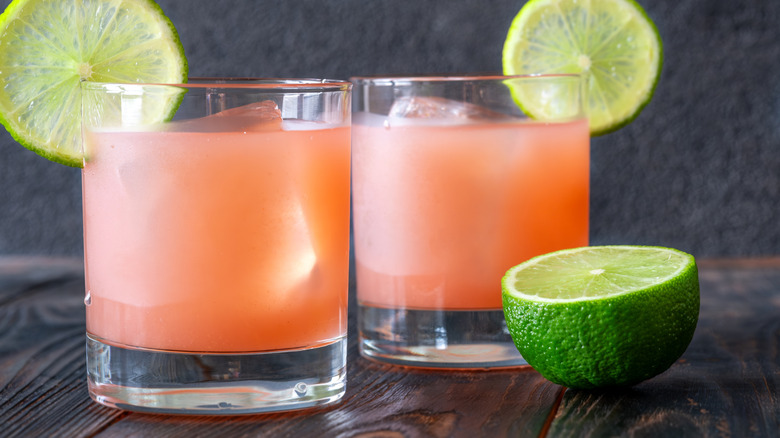 Two glasses of guava lime margarita
