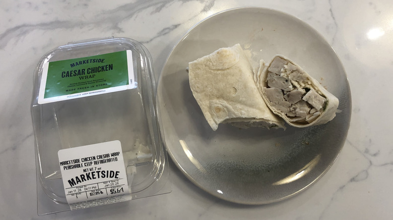 Marketside Caesar chicken wrap on a plate.