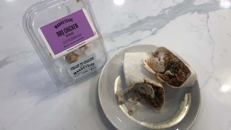 Marketside BBQ chicken wrap on a plate.