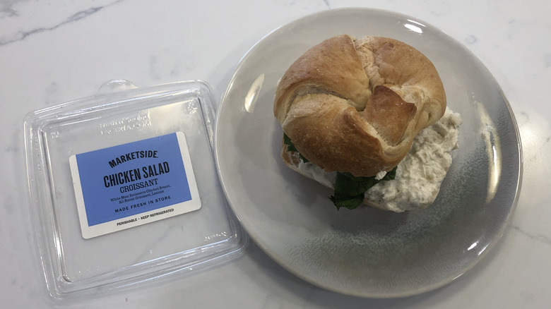 Marketside chicken salad croissant on a plate.