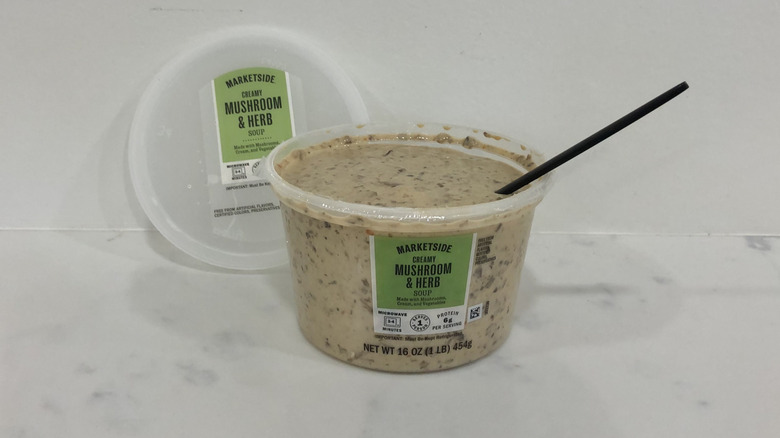 Walmart Marketside creamy mushroom and herb in a tub.