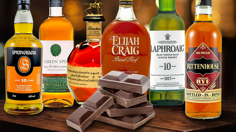 bottles of whiskey and chocolate