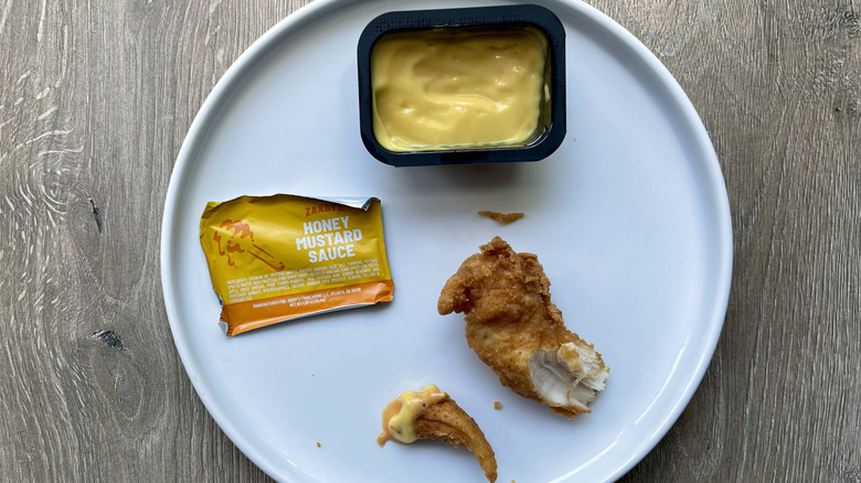Chicken tender pieces with honey mustard sauce