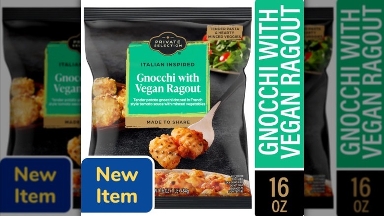 Kroger's Private Selection Italian inspired gnocchi with vegan ragout in product packaging.
