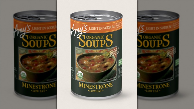Can of Amy's Organic Minestrone Soup