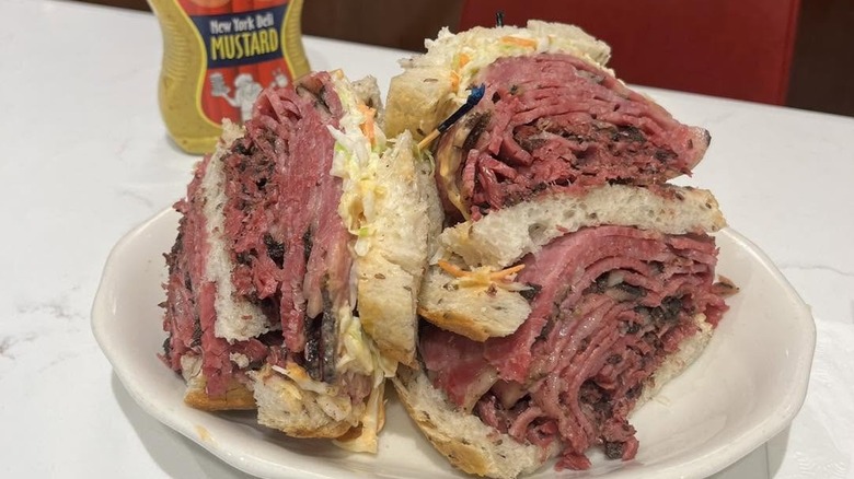 Hot pastrami sandwich