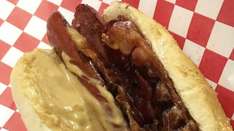 hot dog with peanut butter